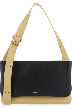 Jil Sander Torebki, Kobieta, Beżowy, ONE SIZE, Dwukolorowa skórzana torba na ramię