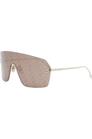 Fendi Akcesoria, unisex, Żółty, ONE SIZE, Kryształowe Okulary Przeciwsłoneczne z Złotym Metalem