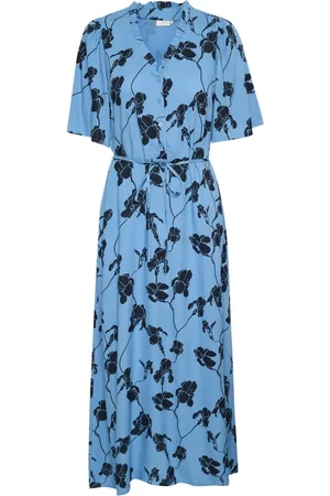 Kaffe Sukienki, Kobieta, Wielobarwność, L, Riviera/Black Flower Print Długa Sukienka