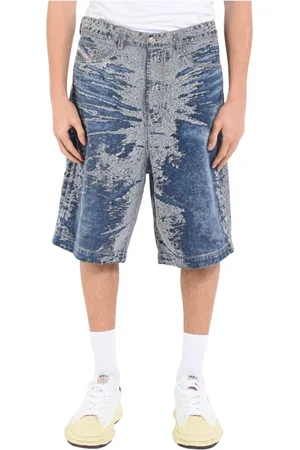 Diesel Szorty, Mężczyzna, Niebieski, W30, Denim, Denim wide leg Bermuda shorts