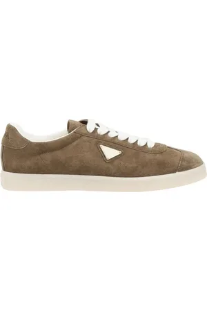 Prada Buty, Mężczyzna, brązowy, 39 1/2 EU, Zamsz, Suede Lace-Up Sneakers