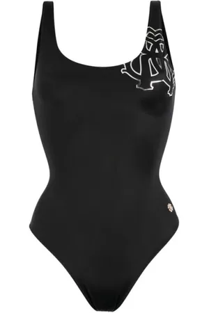 Roberto Cavalli Stroje kąpielowe, Kobieta, Czarny, M, Monogramowy strój kąpielowy z odkrytymi plecami