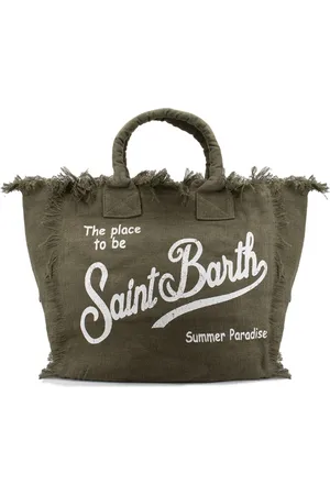 MC2 SAINT BARTH Torebki, Kobieta, Zielony, ONE SIZE, Torba z lnem i nadrukiem