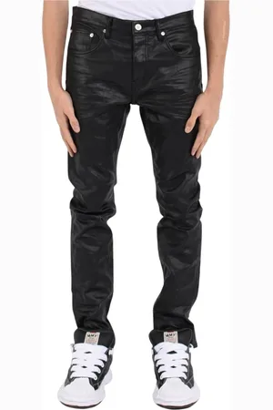 Purple Brand Jeansy, Mężczyzna, Czarny, W32, Platerowane Dżinsy Skinny Z Poszarpanym Dołem