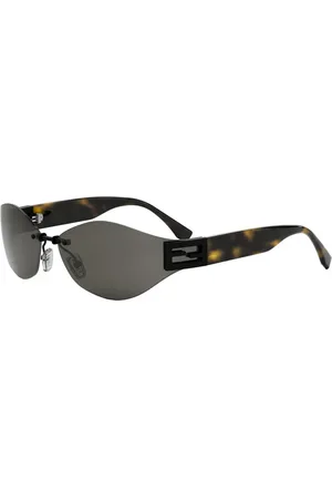 Fendi Akcesoria, unisex, Czarny, ONE SIZE, Okulary w stylu retro z szarymi soczewkami