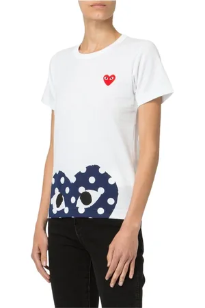 Comme des Garçons Koszulki, Kobieta, Biały, S, T-shirt z nadrukiem serca z bawełny