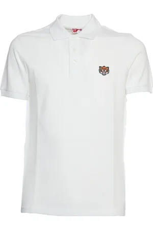 Kenzo Koszulki, Mężczyzna, Biały, M, Polo z haftem Tygrysa