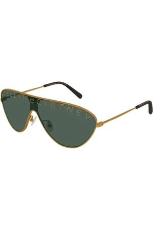 Stella McCartney Akcesoria, unisex, Żółty, ONE SIZE, Okulary Przeciwsłoneczne Vintage Złota Soczewki Zielone