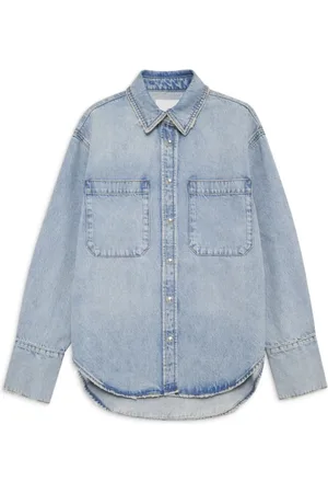ANINE BING Bluzki, Kobieta, Niebieski, L, Bleached Dante Shirt