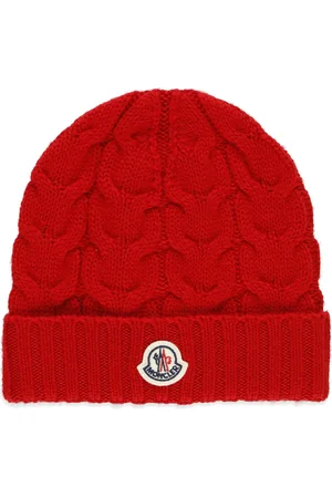 Moncler Akcesoria, Mężczyzna, Czerwony, L, Czerwona wełniana czapka beanie dla chłopców