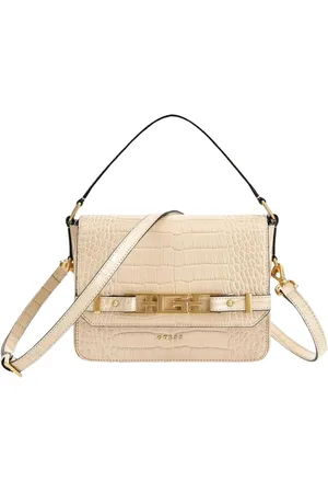 Guess Torebki, Kobieta, Beżowy, ONE SIZE, Skóra, Torebka na ramię - Wzór Croco