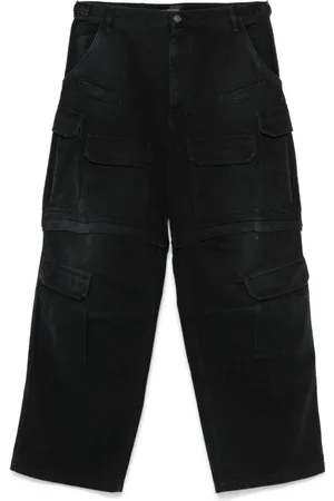 Balenciaga Jeansy, Mężczyzna, Czarny, M, Len, Czarne Jeansyy z Przodem na Guziki i Zamek Błyskawiczny