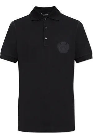 Dolce & Gabbana Koszulki, Mężczyzna, Czarny, S, Bawełniane polo z logo