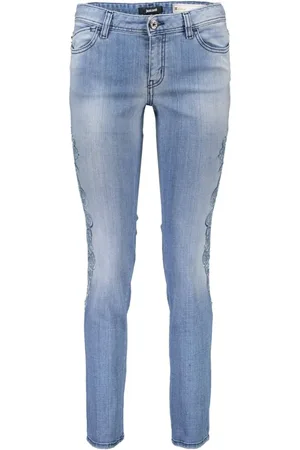 Roberto Cavalli Jeansy, Kobieta, Niebieski, W25, Niebieskie Jeansyy z Haftem i Kontrastem