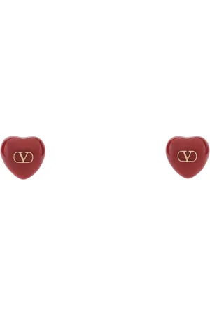 VALENTINO GARAVANI Akcesoria, Kobieta, Czerwony, ONE SIZE, Len, Serce Kolczyki Biżuteria