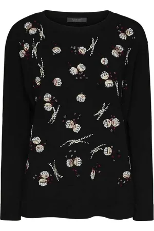 Elena Miro Swetry, Kobieta, Czarny, L, Len, Elegancki Czarny Sweter z Golfem