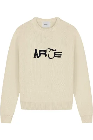 Arte Antwerp Swetry, Mężczyzna, Beżowy, S, Kremowy Sweter Z Dzianiny z Haftowanym Logo