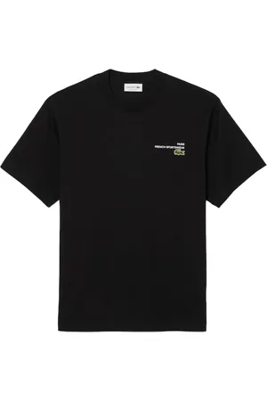 Lacoste Koszulki, Mężczyzna, Czarny, XL, Koszulka z nadrukiem tenisowym