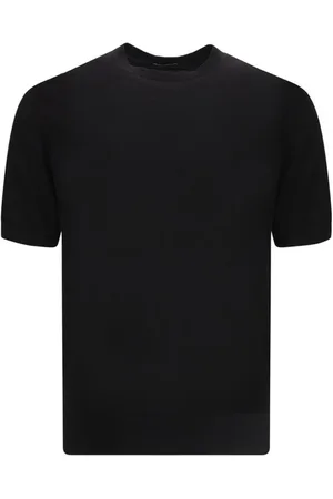 Ermenegildo Zegna Koszulki, Mężczyzna, Czarny, M, Monochromatyczny T-shirt z okrągłym dekoltem i ściągaczem