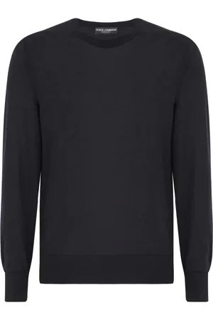 Dolce & Gabbana Swetry, Mężczyzna, Szary, S, Kaszmir, Szara Lekki Sweter Okrągły Dekolt