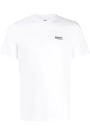 Barbour Koszulki, Mężczyzna, Biały, 3XL, Biała Bawełniana Koszulka z Logo Krótki Rękaw