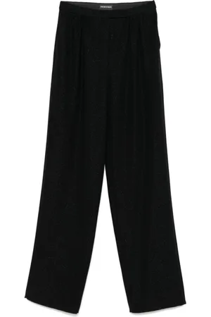 Emporio Armani Spodnie, Kobieta, Czarny, S, Czarne spodnie z detalami zebranymi