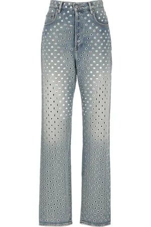 Golden Goose Jeansy, Kobieta, Niebieski, W27, Denim, Niebieskie Jeansyy z Wycięciem