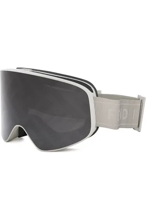 Fendi Sport, unisex, Szary, ONE SIZE, Biała Maski Narciarskie z Szarymi Szkłami z Wzorem FF