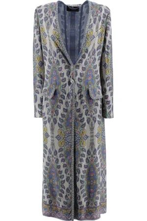 Etro Płaszcze, Kobieta, Wielobarwność, S, Niebieski Płaszcz Paisley