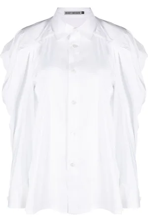 Issey Miyake Bluzki, Kobieta, Biały, M, Biała Koszula z Długim Rękawem