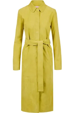 Iceberg Kurtki, Kobieta, Żółty, L, Zamsz, Lime Suede Comfort Fit Coat