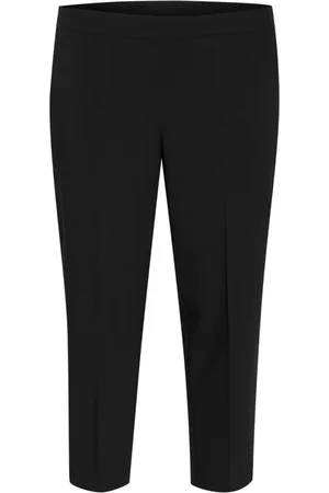 Kaffe Spodnie, Kobieta, Czarny, 7XL, Poliester, Elastyczne Spodnie Cropped Czarny Głęboki