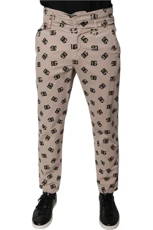 Dolce & Gabbana Jeansy, Mężczyzna, Beżowy, L, Denim, Logo Skinny Denim Jeansy