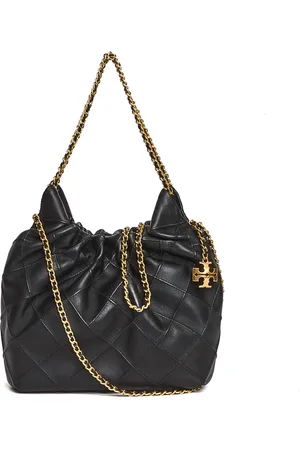 Tory Burch Torebki, Kobieta, Czarny, ONE SIZE, Czarna Torba na Ramię z Plecionym Łańcuchem