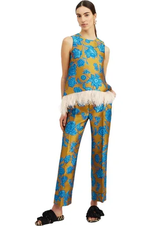 La DoubleJ Spodnie, Kobieta, Niebieski, S, Poliester, Hendrix Floral Pants