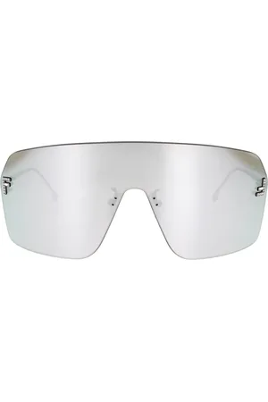 Fendi Akcesoria, unisex, Szary, ONE SIZE, Kryształowe Okulary Przeciwsłoneczne z Srebrną Ramą