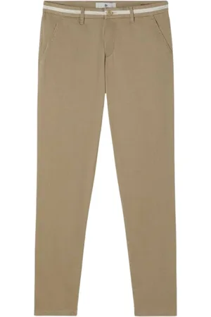 Roy Robson Spodnie, Mężczyzna, Beżowy, 3XL, Bawełna, Beżowe Spodnie Chino z Kontrastem Slim Fit