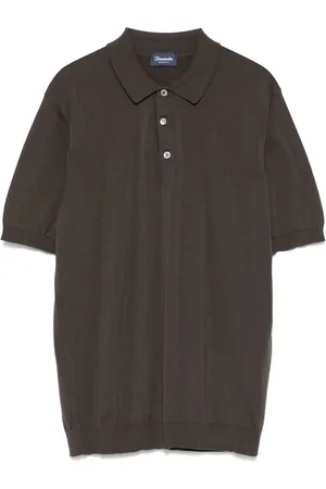 DRUMOHR Koszulki, Mężczyzna, brązowy, 3XL, Brązowy Polo z Bawełny z Klasycznym Kołnierzem
