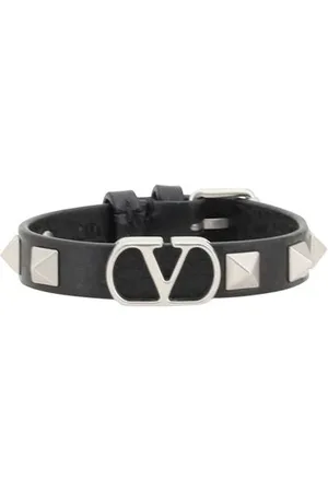VALENTINO GARAVANI Akcesoria, Mężczyzna, Czarny, ONE SIZE, Len, Bransoletka Rockstud