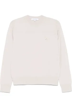 Maison Kitsuné Swetry, Kobieta, Beżowy, XS, Sweter z żebrowanymi mankietami w kolorze kości słoniowej