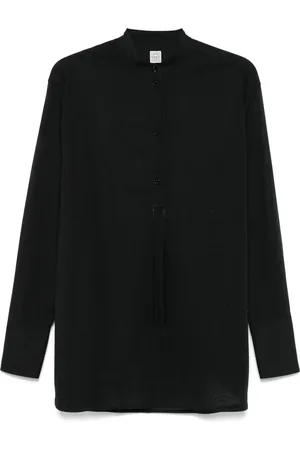 Totême Bluzki, Kobieta, Czarny, M, Elegancka Stand Collar Shirt