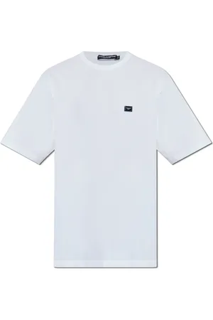 Dolce & Gabbana Koszulki, Mężczyzna, Biały, S, T-shirt z aplikacją z logo