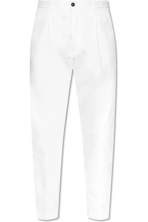 Dsquared2 Spodnie, Mężczyzna, Biały, M, Bawełna, Spodnie z jedną zakładką