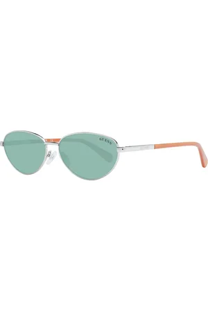 Guess Akcesoria, unisex, Szary, ONE SIZE, Owalne okulary przeciwsłoneczne z zielonymi szkłami