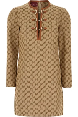 Gucci Sukienki, Kobieta, Beżowy, L, Eleganckie Sukienki na każdą okazję