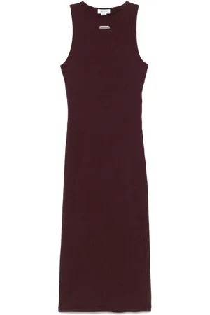 Alexander McQueen Sukienki, Kobieta, Czerwony, S, Bordowa Sukienka Bez Rękawów z Logo