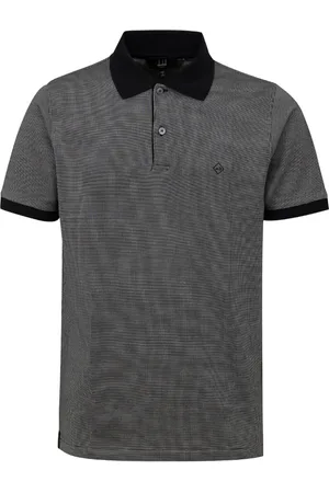 Dunhill Koszulki, Mężczyzna, Czarny, M, Bawełna, Czarny Polo z Bawełny i Jedwabiu