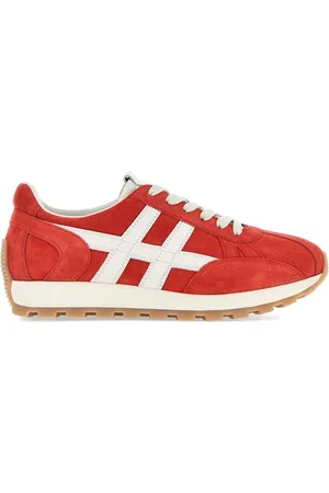 Hogan Buty, Mężczyzna, Czerwony, 41 1/2 EU, Zamsz, Czerwone Zamszowe Sneakersy z Detalem H