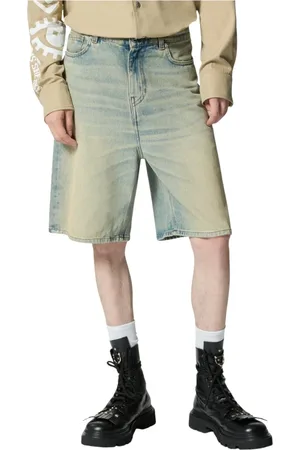 John Richmond Szorty, Mężczyzna, Niebieski, W33, Denim, Bermudy w efekcie vintage denim