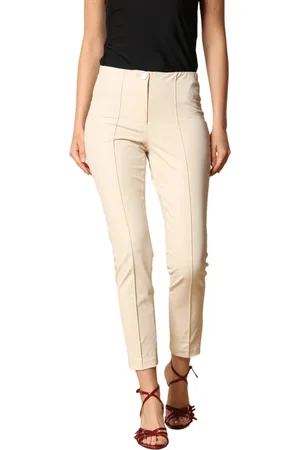 Masons Spodnie, Kobieta, Beżowy, S, Bawełna, Spodnie Chino Slim Fit z Bawełny Kremowe